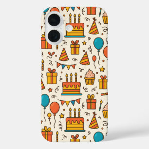 Felle Verjaardagsfeest Naadloos Patroon iPhone 16 Hoesje