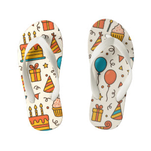 Felle Verjaardagsfeest Naadloos Patroon Kinder Teenslippers