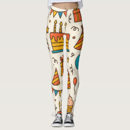 Felle Verjaardagsfeest Naadloos Patroon Leggings