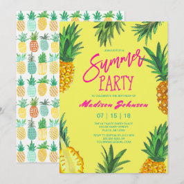 Felle verjaardagsfeest zomer ananas kaart