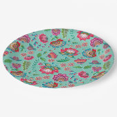 felle volkbloem turkooizen patroon bruiloft papieren bordje (Gekanteld)