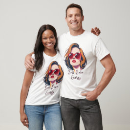 Felle vrouw in rode tinten t-shirt