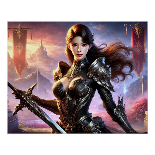 Felle Vrouwelijke Krijgers Strijdposters Epische K Perfect Poster (Voorkant)