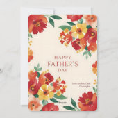 Felle Watercolor Bloemen Gelukkige Vaderdag Kaart (Achterkant)