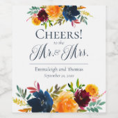 Felle waterverf bloem bruiloft wijnlabel wijn etiket (Enkel label)