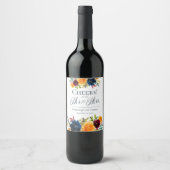 Felle waterverf bloem bruiloft wijnlabel wijn etiket (Voorkant)