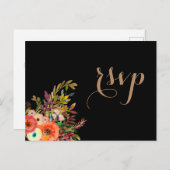 Felle waterverf bloemen bruiloft RSVP uitnodiging  (Voorkant / Achterkant)