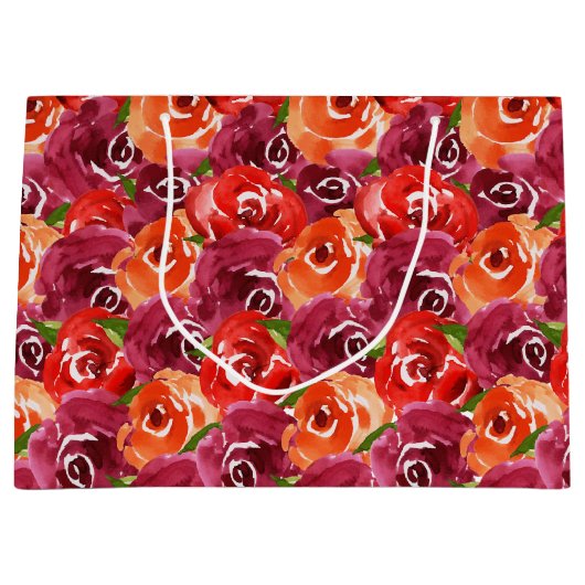 Felle waterverf bloemencollage groot cadeauzakje (Voorkant)