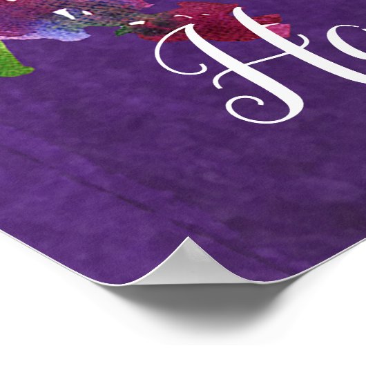 Felle waterverf bloemenpaars chic feestbanner poster (Hoek)