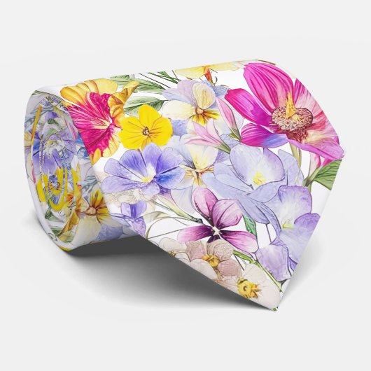 Felle Wilde Bloemen Heren Das (Opgerold)