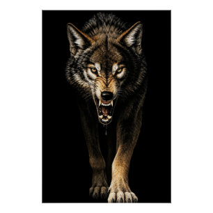 Felle Wolf – Boze Wilde Wolf Roofdier Perfect Poster