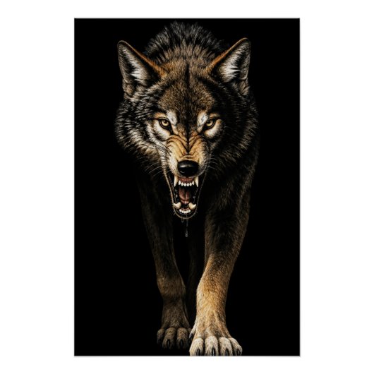 Felle Wolf – Boze Wilde Wolf Roofdier Perfect Poster (Voorkant)
