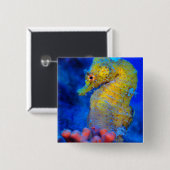 Felle zeepaard | Hippocampus Vierkante Button 5,1 Cm (Voorkant /achterkant)