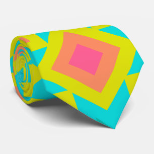 Felle zomerkleuren geometrisch patroon  stropdas