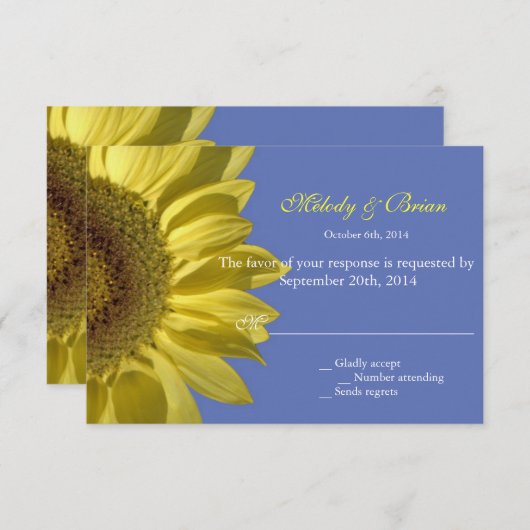 felle zomerzonnebloem RSVP trouwuitnodigingen. (Voorkant / Achterkant)