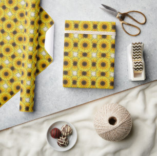 Felle zonnebloem bloempatroon geel cadeaupapier