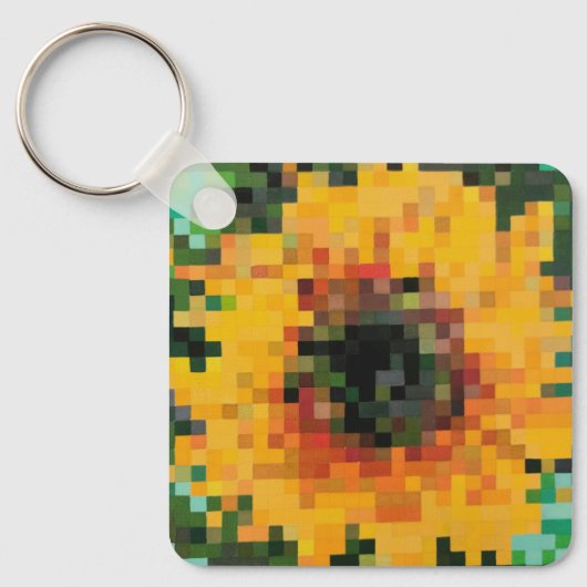 Felle zonnebloem op groene achtergrond sleutelhanger (Voorkant)