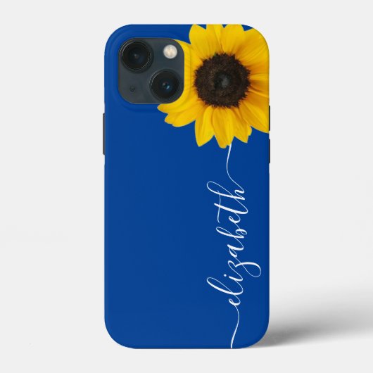 Felle Zonnebloem Script Steel Letter Naam Blauwe i Case-Mate iPhone Case (Achterkant)