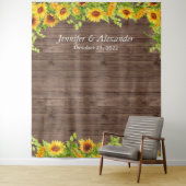 Felle Zonnebloem Trouwfoto Booth Achtergrond Wandkleed (In situ)