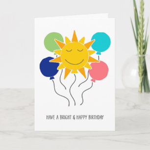 Felle zonneschijn en ballonnen Happy Birthday Kaart