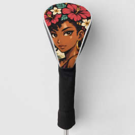 Felle Zwarte Meisje Anime Portret Golfheadcover