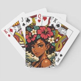 Felle Zwarte Meisje Anime Portret Pokerkaarten