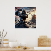 Felle zwarte samoerai krijger in traditionele pant poster (Keuken)