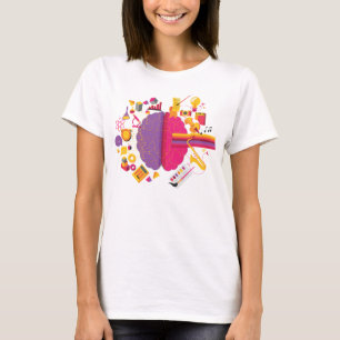 Fellekleurige linker- en rechterhersen T-shirt