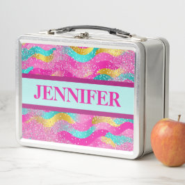 Fellekleurige metalen lunchbox