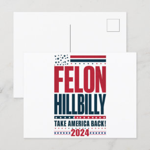 Felon Hillbilly 2024 Trump Vance 2024 Verkiezingen Briefkaart