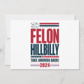 Felon Hillbilly 2024 Trump Vance 2024 Verkiezingen Kaart (Voorkant)