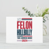 Felon Hillbilly 2024 Trump Vance 2024 Verkiezingen Kaart (Staand voorkant)