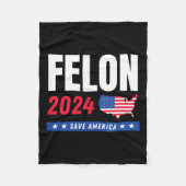 Felon Trump 2024 redt de Amerikaanse verkiezingsda Fleece Deken (Voorkant)