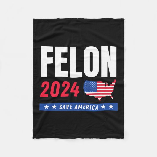 Felon Trump 2024 redt de Amerikaanse verkiezingsda Fleece Deken (Voorkant)