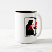 Felon Trump voor de gevangenis Anti Trump Pro Just Tweekleurige Koffiemok (Voorkant rechts)