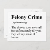Felony Definition Briefkaart (Voorkant / Achterkant)