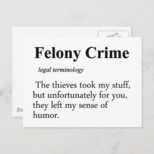 Felony Definition Briefkaart (Voorkant / Achterkant)