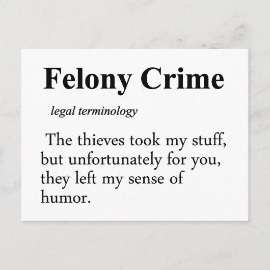 Felony Definition Briefkaart (Voorkant)