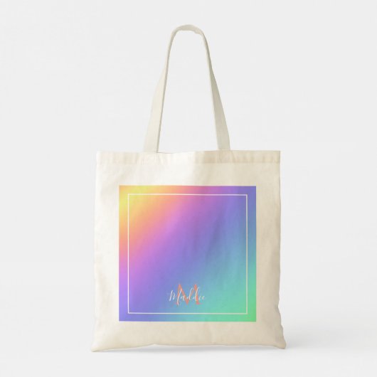 felrainbooggradiënt op maat tote bag (Achterkant)