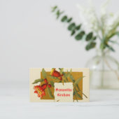 felrode granaatappel bloemen op maat visitekaartje (Staand voorkant)