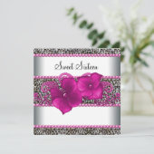 Felroze Luipaard Sweet Sixteen Verjaardagsfeestje Kaart (Staand voorkant)