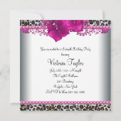 Felroze Luipaard Sweet Sixteen Verjaardagsfeestje Kaart (Achterkant)