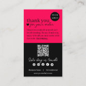 Felroze moderne script QR-code, dank je kaars Visitekaartje (Achterkant)