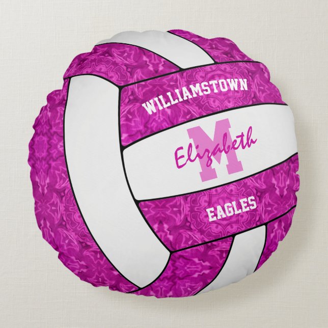 felroze volleybalsportzaal decor rond kussen (Voorkant)