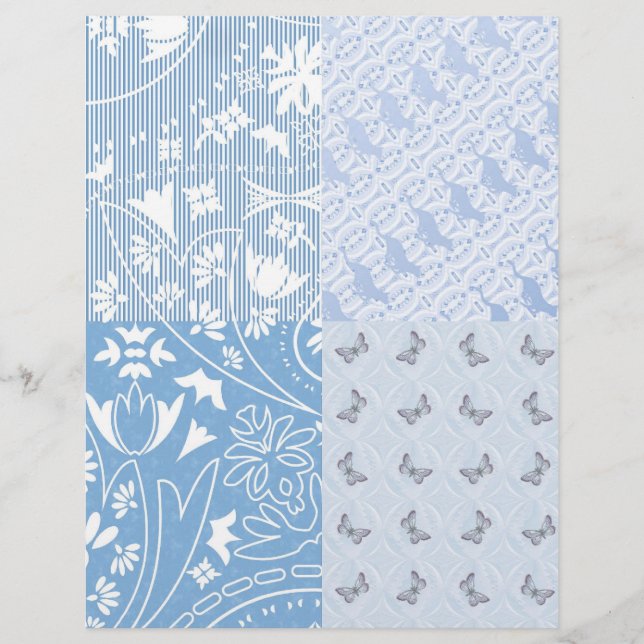 Felt Finish paper Pastel blue butterflies/cats (Voorkant)