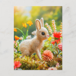 Felt Hare in kleurrijke bloemenweide Briefkaart