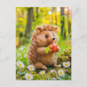 Felt Hedgehog met Apple in Daisy Patch Briefkaart (Voorkant)