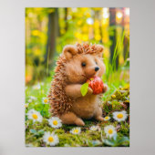 Felt Hedgehog met Apple in Daisy Patch Poster (Voorkant)