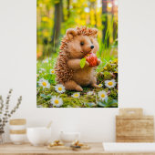 Felt Hedgehog met Apple in Daisy Patch Poster (Keuken)