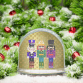 Felt Look Nutcracker Soldiers Faux Gold Glitter Sneeuwbol (Kerstmis)
